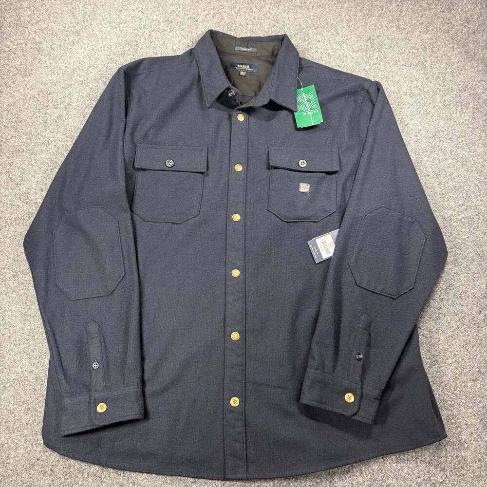 Roark Nordsman Classic Fit Navy Blue Comfort Wool Flannel Shirt XXL